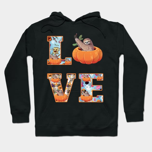 Cute Sloth Pumpkin Halloween Costume Hoodie by Pelman